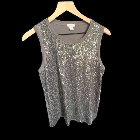 J. Crew. Gray Grey Sequin Short Sleeve Shirt Top Size Small - Picture 5 of 6